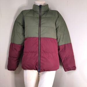 KIT & ACE Reversible Puffer Jacket Olive Burgundy Black sz M
